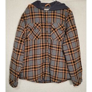 Legendary Outfitters Quilted Flannel Shirt Plaid Size XL Long Sleeve Hooded 1398